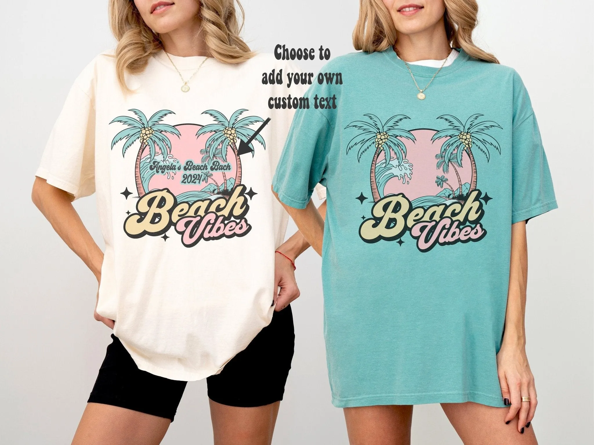 Retro Summer Beach Vibes Custom Bachelorette Party Tank Top Comfort Colors Tees