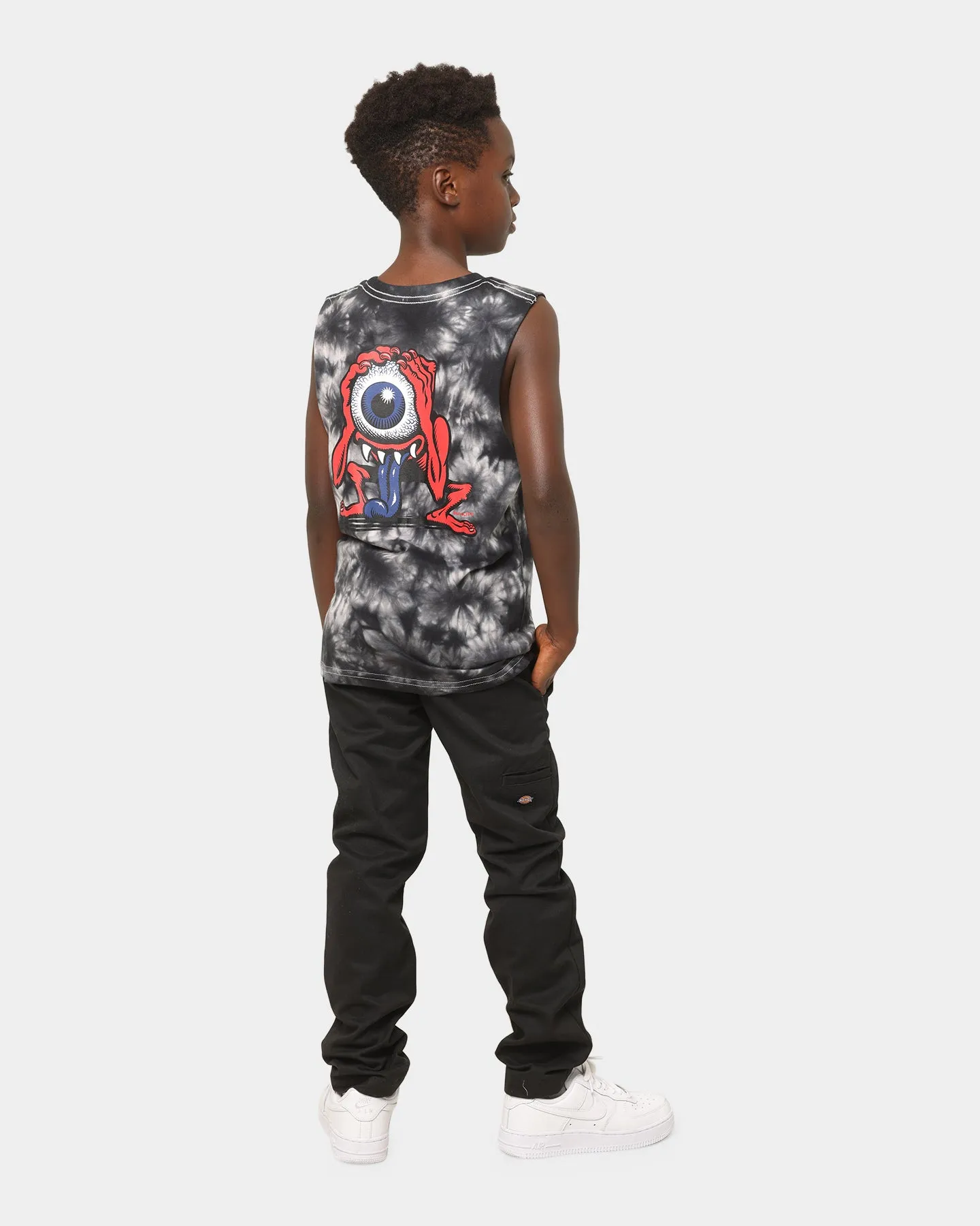 Santa Cruz Kids' Phillips Eyegore Muscle Singlet White Black Tie