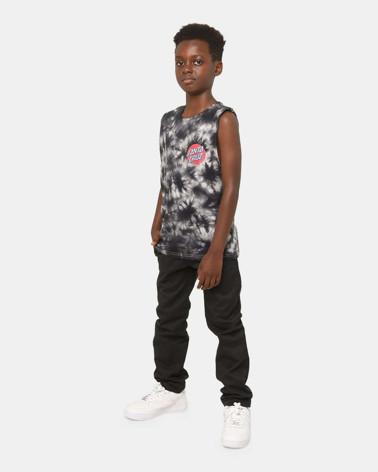 Santa Cruz Kids' Phillips Eyegore Muscle Singlet White Black Tie