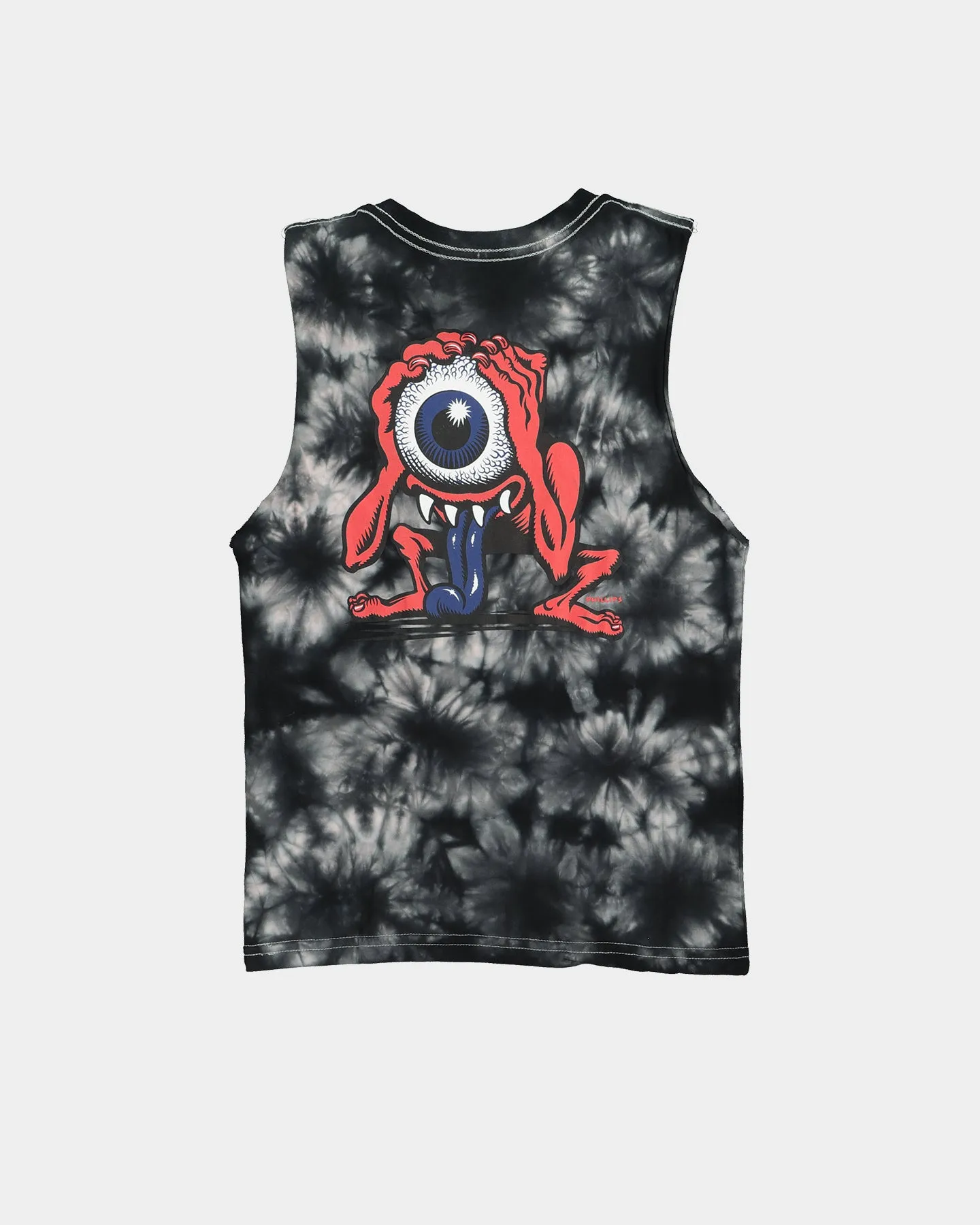 Santa Cruz Kids' Phillips Eyegore Muscle Singlet White Black Tie