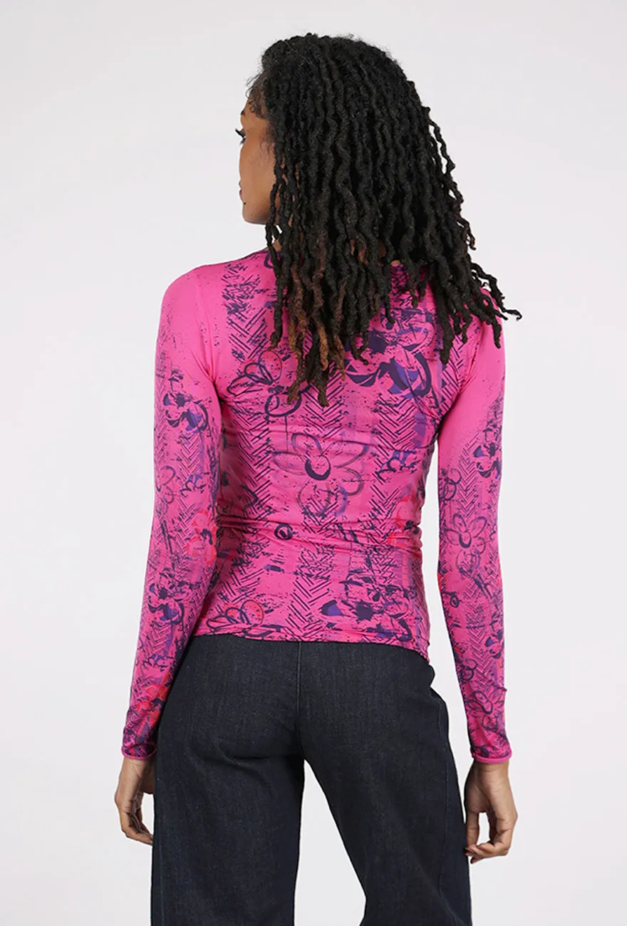 Second Skin Raw Edge Top, Be Happy/Pink Peacock