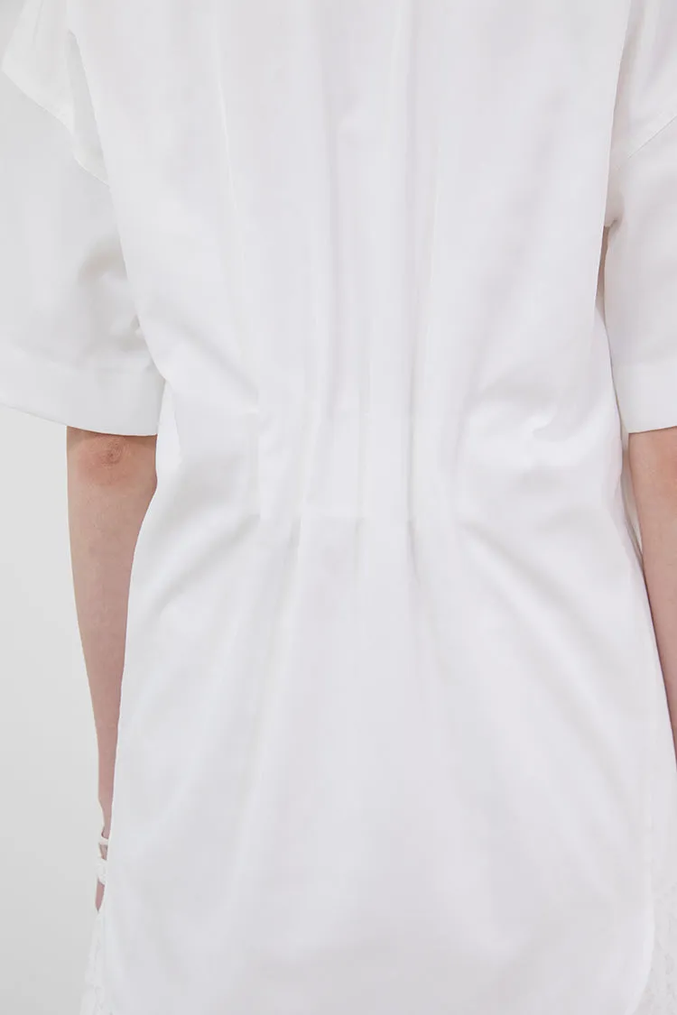 Short sleeve shirts with a pleated corded lace dress