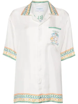 silk monogram-pattern shirt