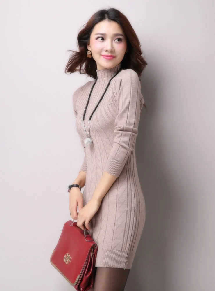 TastyHottie - Knitted Cashmer Thick Sweater Dress Warm Women Cotton Straight Dress
