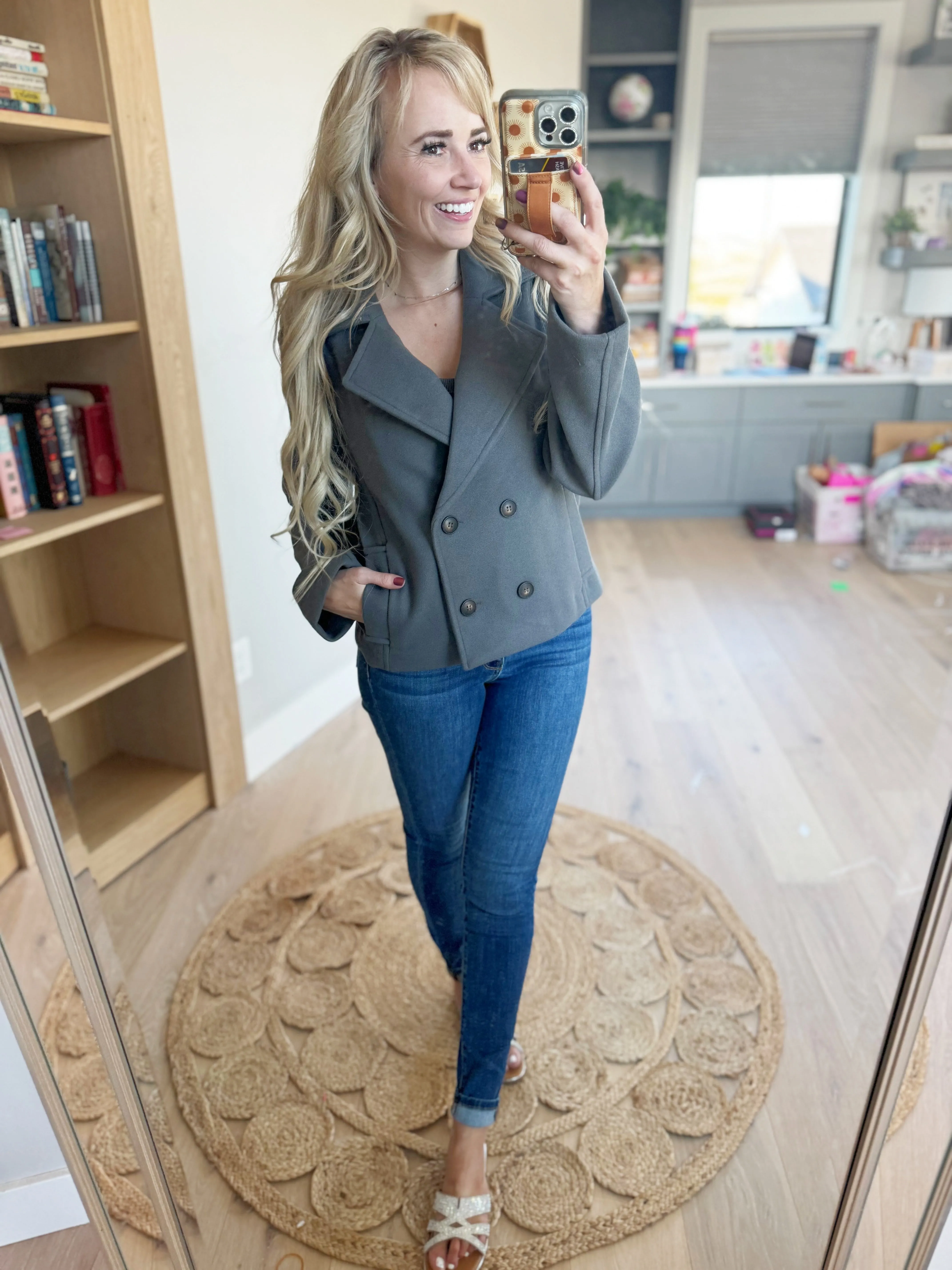 Things To Do Wool Blend Double Breasted Coat in Gray