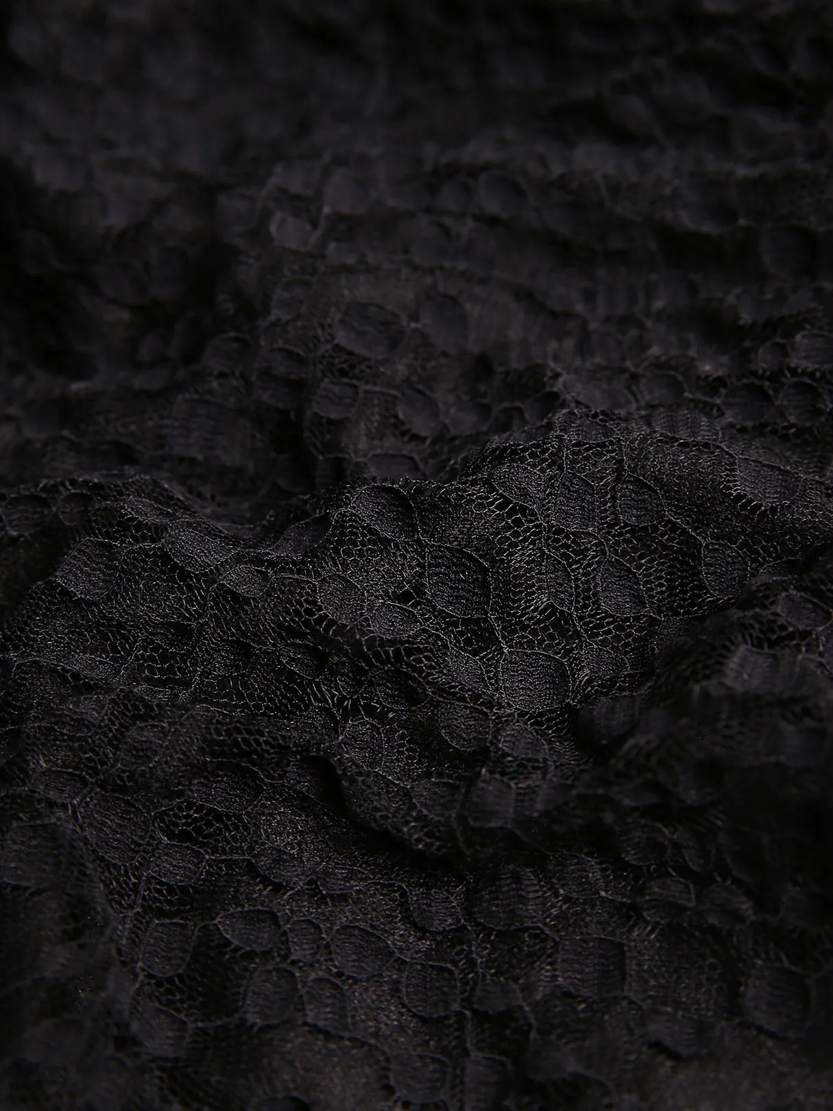 Wholesale Black Scoop Neck Long Sleeve Sheer Lace Backless Ruffle Hem Sexy Dresses