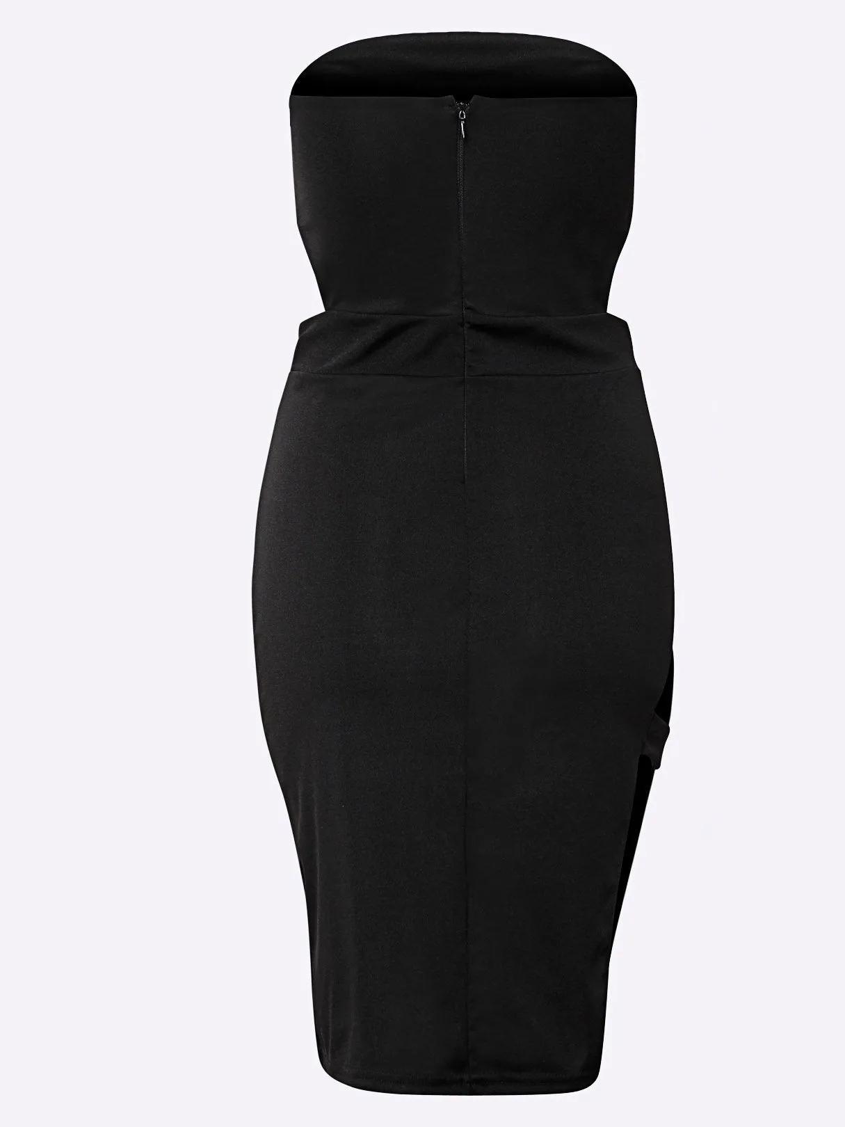Wholesale Black Tube Top Sleeveless Cut Out Slit Bodycon Hem Sexy Dresses