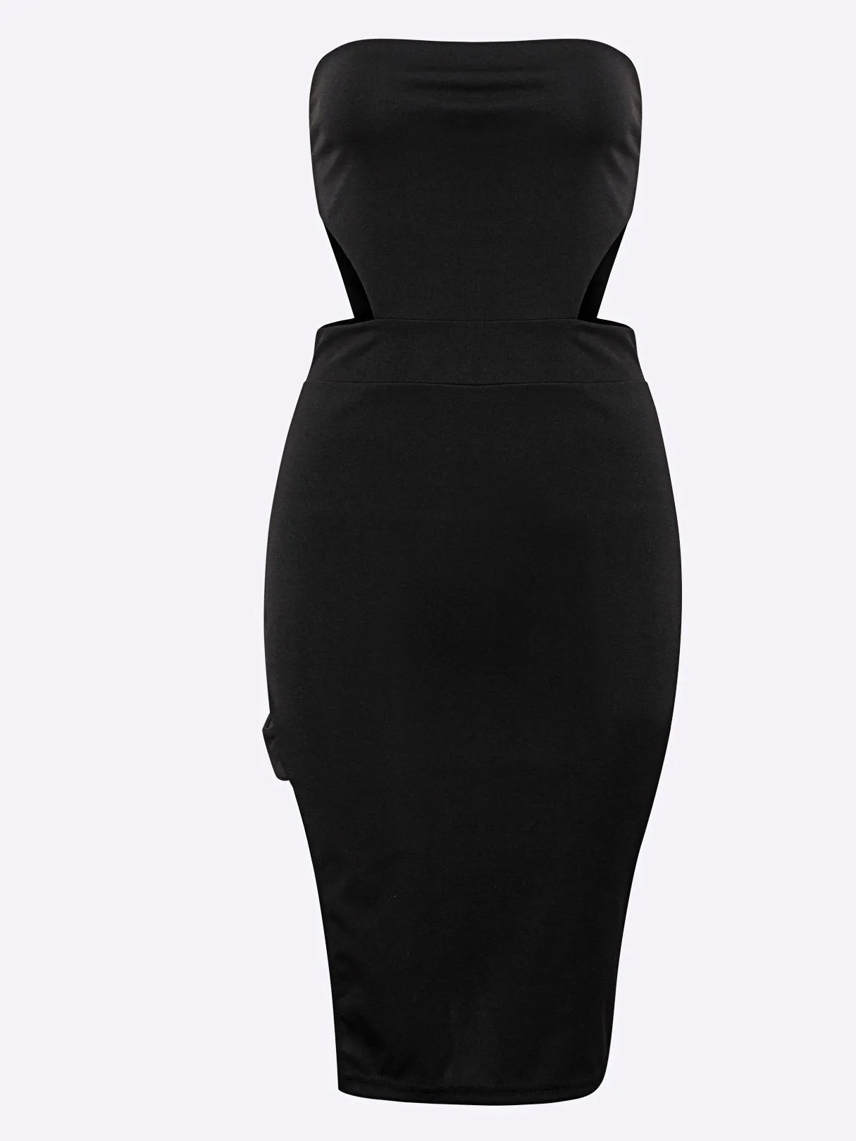 Wholesale Black Tube Top Sleeveless Cut Out Slit Bodycon Hem Sexy Dresses