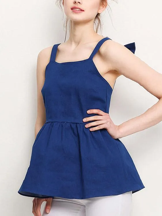 Wholesale Blue Bateau Sleeveless Plain Backless Sexy Dresses