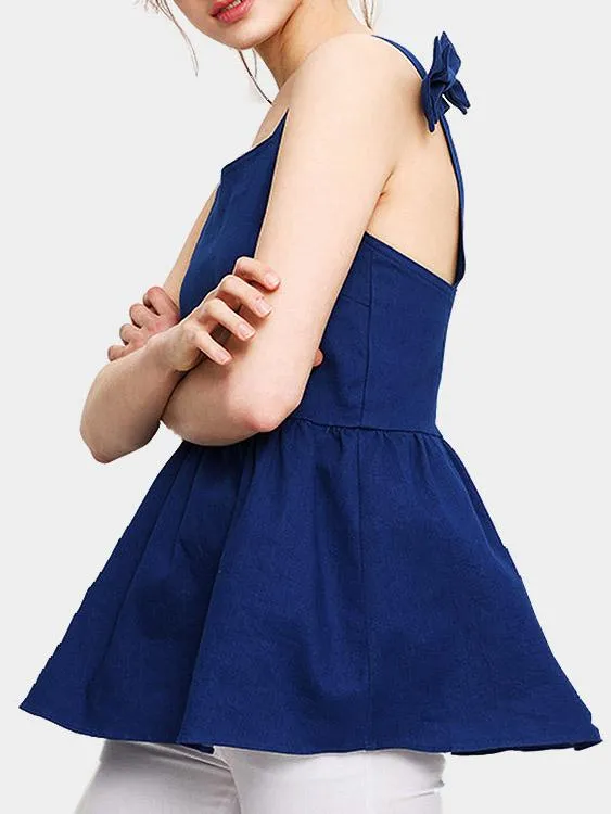 Wholesale Blue Bateau Sleeveless Plain Backless Sexy Dresses