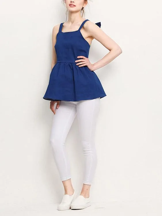 Wholesale Blue Bateau Sleeveless Plain Backless Sexy Dresses