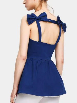 Wholesale Blue Bateau Sleeveless Plain Backless Sexy Dresses