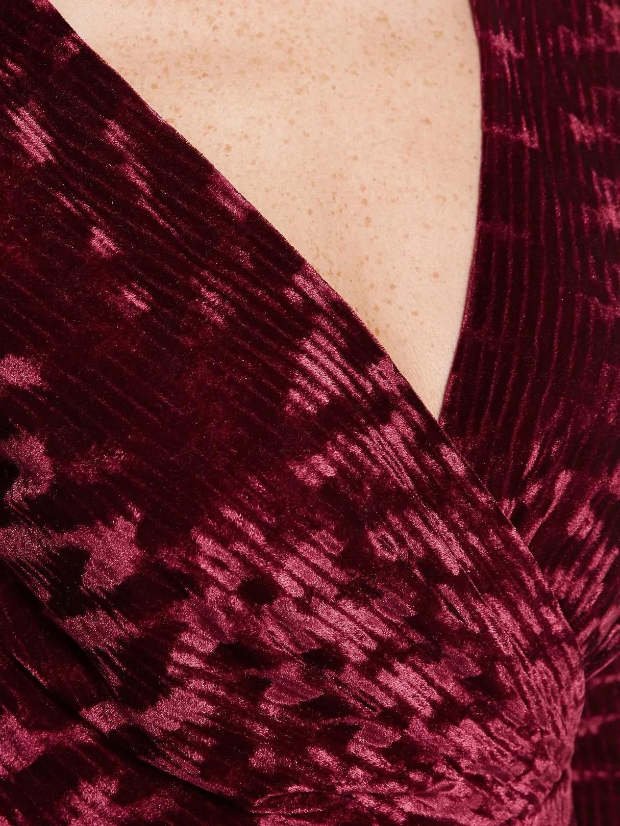 Wholesale Deep V Neck Plain Wrap Long Sleeve Burgundy Sexy Dresses