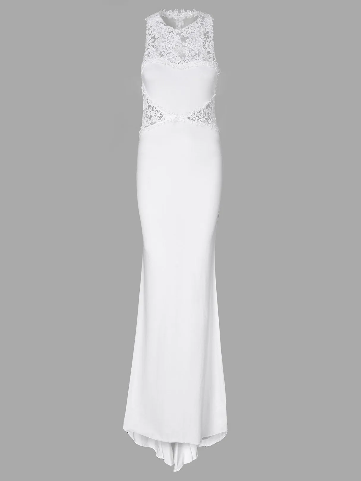 Wholesale Halter Sleeveless Plain Lace Zip Back Backless Hollow Sexy Dress
