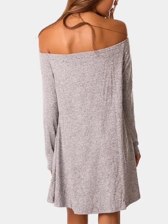 Wholesale Off The Shoulder Long Sleeve Grey Sexy Dresses