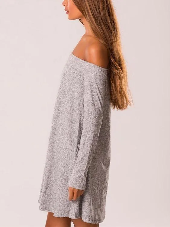 Wholesale Off The Shoulder Long Sleeve Grey Sexy Dresses