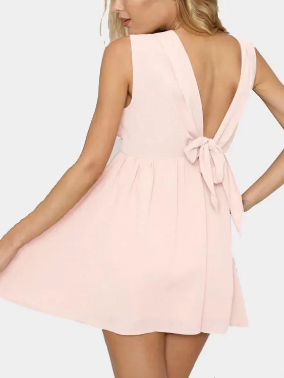 Wholesale Pink V-Neck Sleeveless Sexy Dresses