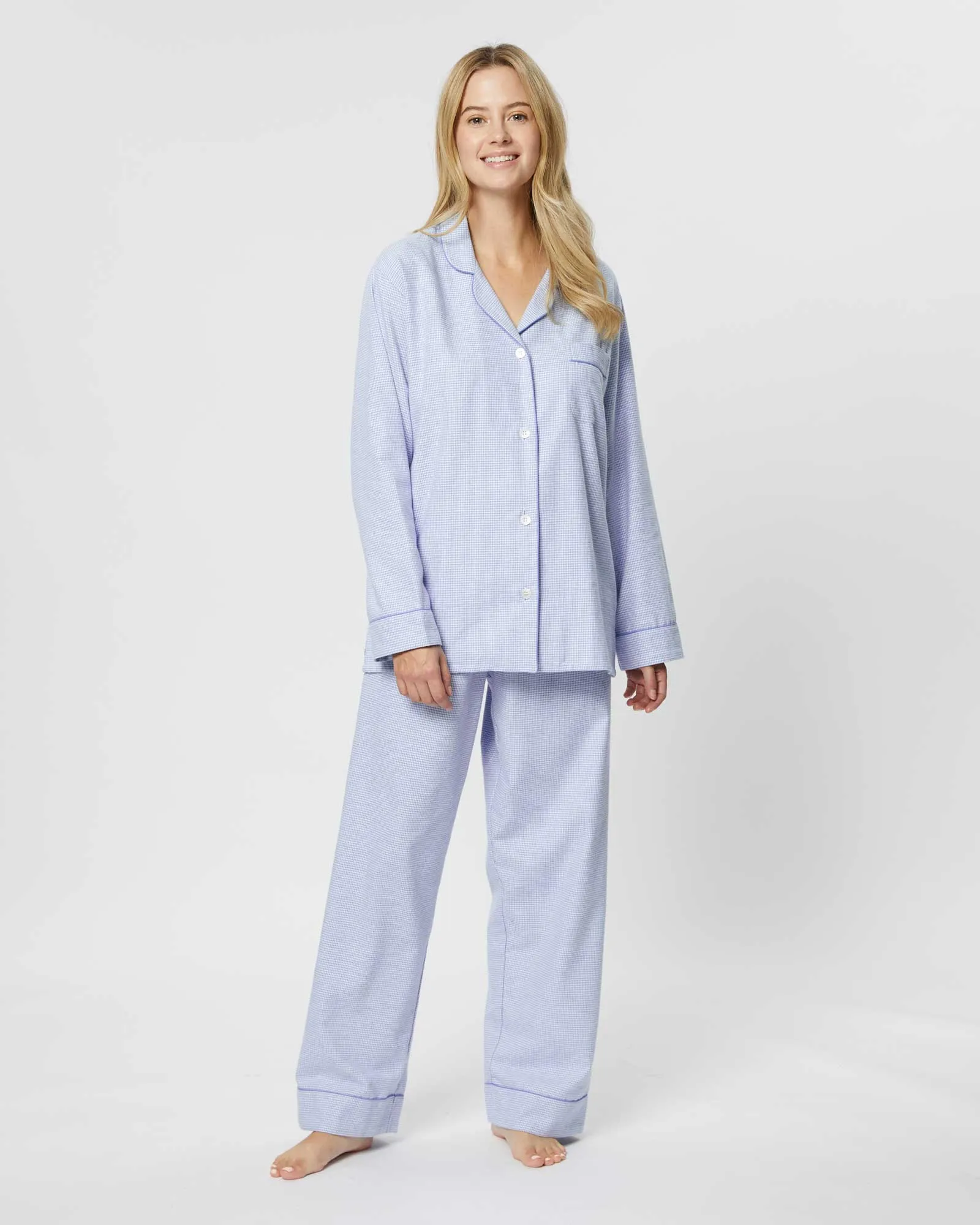 Women's Brushed Cotton Pajamas - Willet Blue