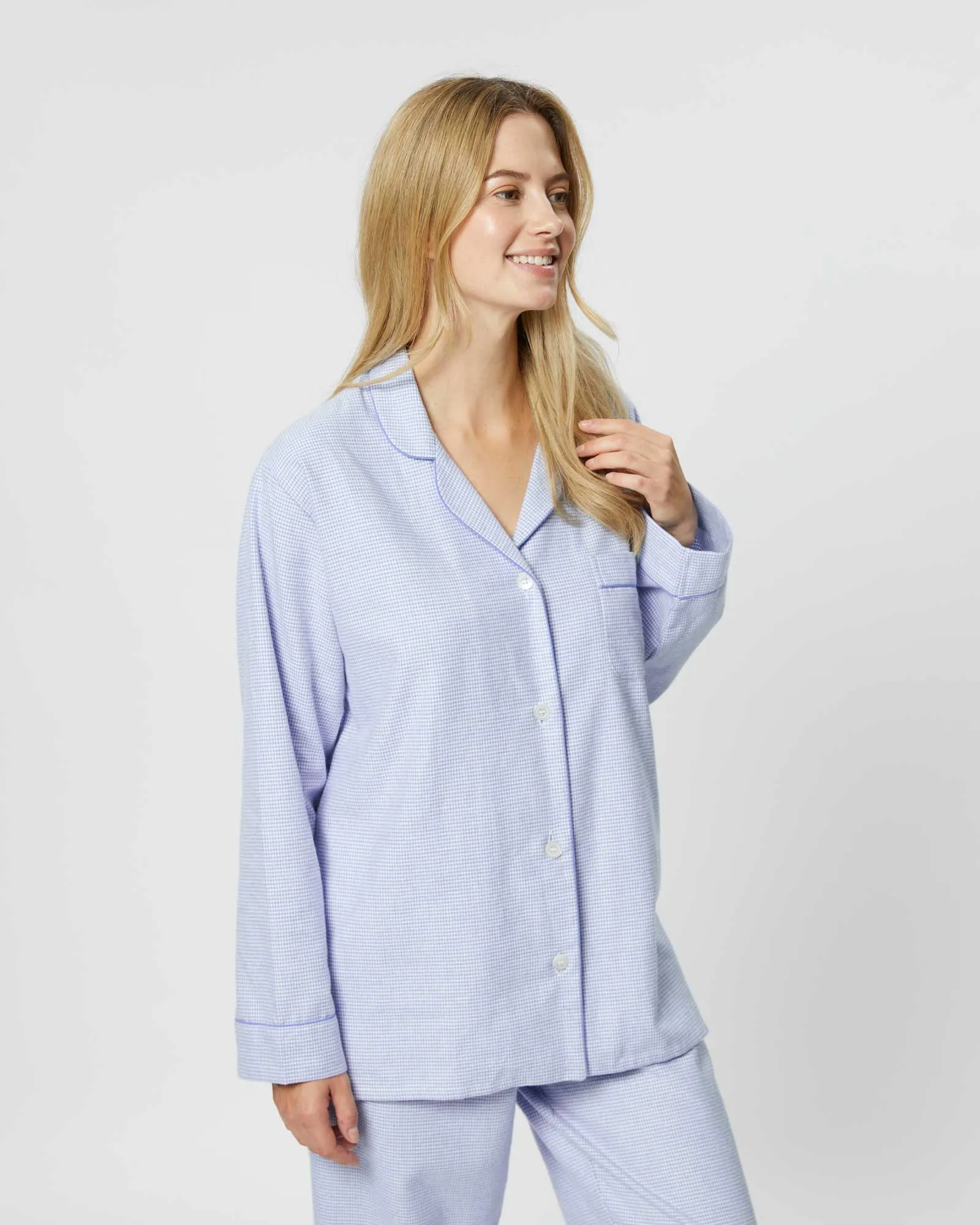 Women's Brushed Cotton Pajamas - Willet Blue