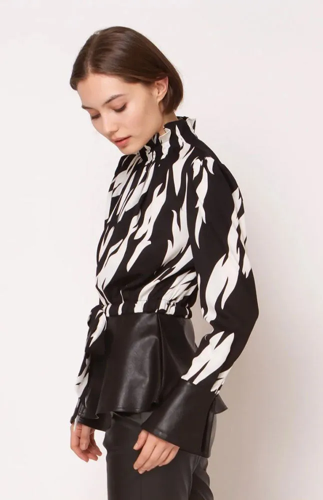 Zebra Print Long Sleeve Blouse