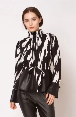 Zebra Print Long Sleeve Blouse