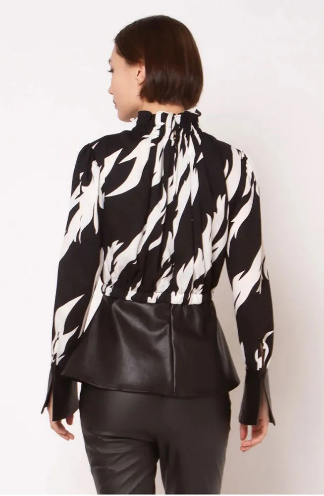 Zebra Print Long Sleeve Blouse