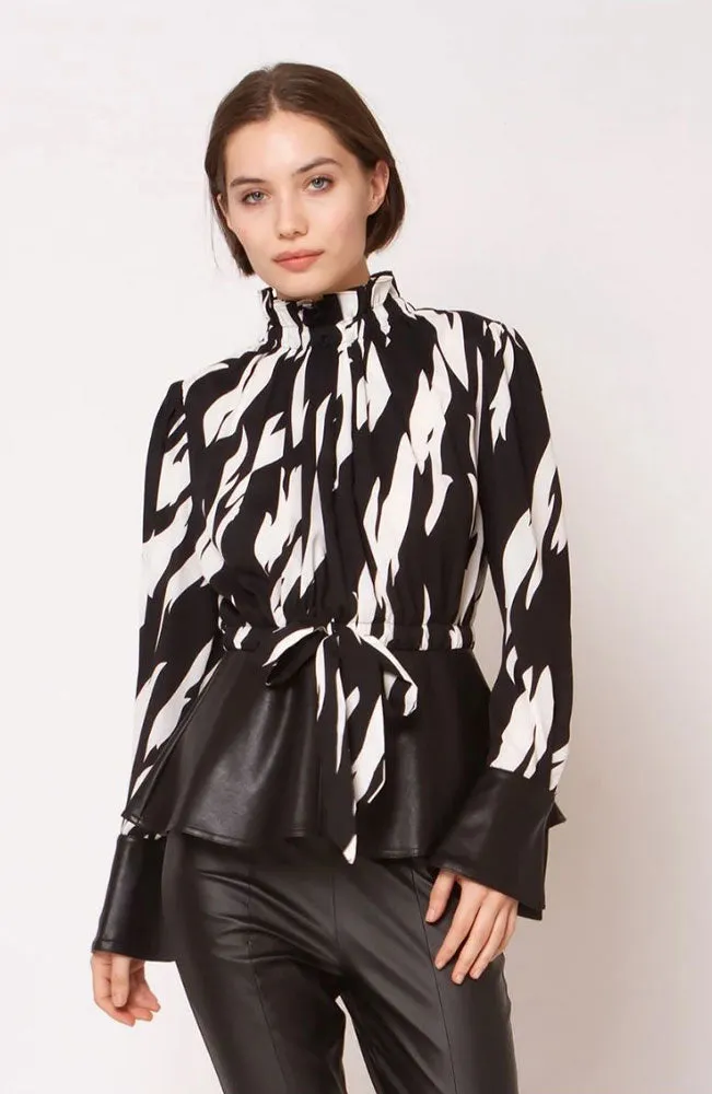 Zebra Print Long Sleeve Blouse